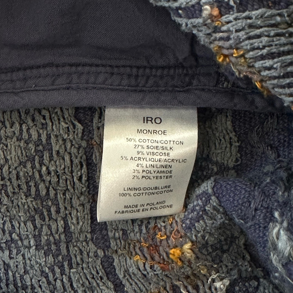 IRO Monroe Women's Blue Embroidered Cotton Silk Knit Boho Shorts Size 1 - Picture 8 of 8